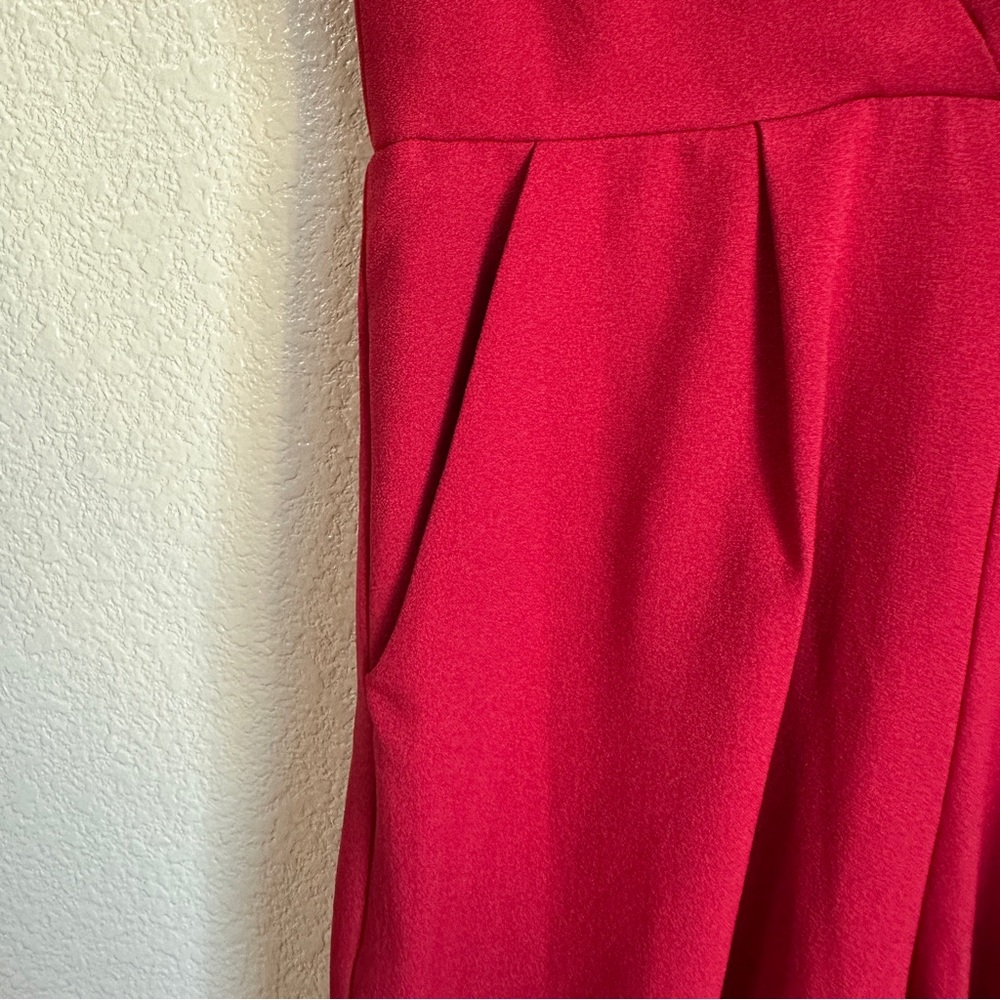 Julia Jordan Red Pantsuit Wide Leg Sz 2 Puff Sleeves - Picture 5 of 12